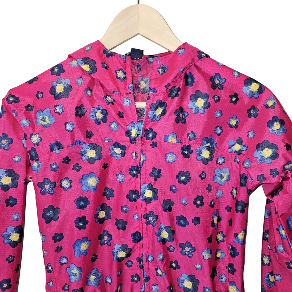 Lands‎ end Zipper Front Girls Pink Floral Windbreaker Jacket Size Medium 10/12 - Picture 2 of 9